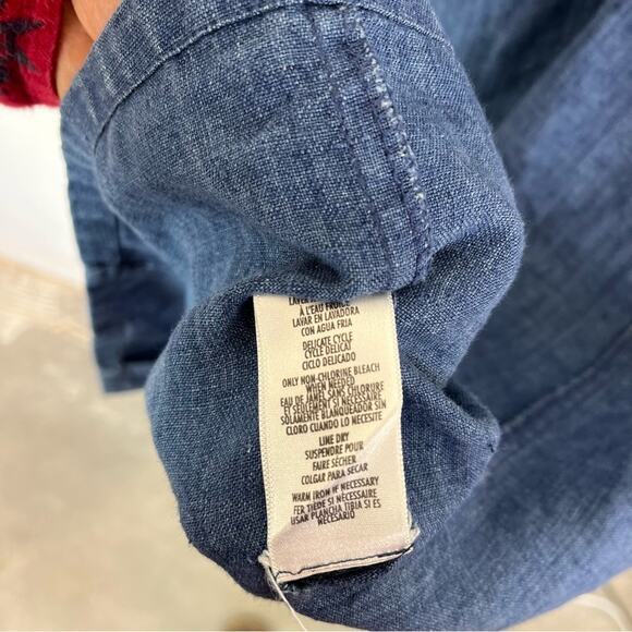 PETITE SOPHISTICATE Dress Women Maxi Blue Chambray Linen Sleeveless Button Front - Picture 10 of 10